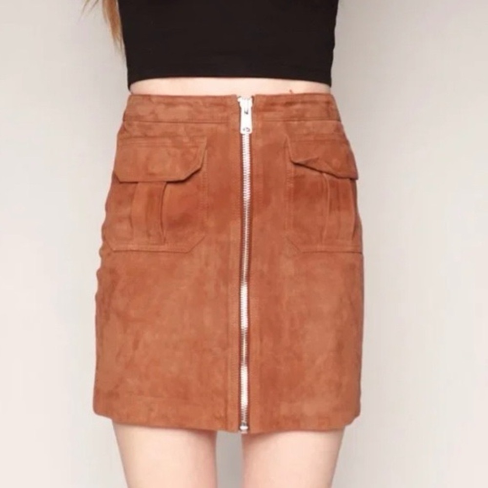 All Saints Taylor Genuine Leather Suede Skirt